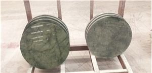 China Peacock Green Marble Polished Coffee Table Tops